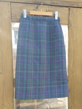 Vintage Pencil skirt peacock plaid - size 2